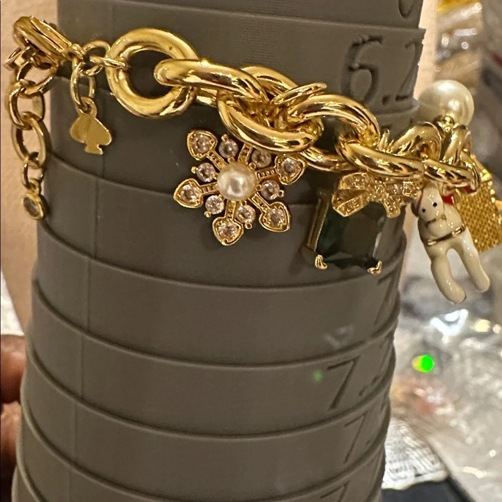 Kate Spade Gold Charm Bracelet with Pearl and Gem Accents - Picture 5 of 6